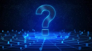 Soru Mark Metin Gelecek Dijital Teknoloji Ai Siber Uzay Derin Öğrenme Döngüsü Arkaplanı. Yardım desteği, faq problem sembolü, eğitim kavramını düşünün, karışıklık araması Sorun sembolünü sorun, yardım edin