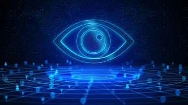 Teknolojik Göz Metni Gelecek Dijital Teknoloji Ai Siber Uzay Derin Öğrenme Döngüsü. Ai Smart Connect öğrenme ağı, gözetleme sistemi. Göz Biyometrik Göz Biyometrik Bilim ve Bilim Kurgu.