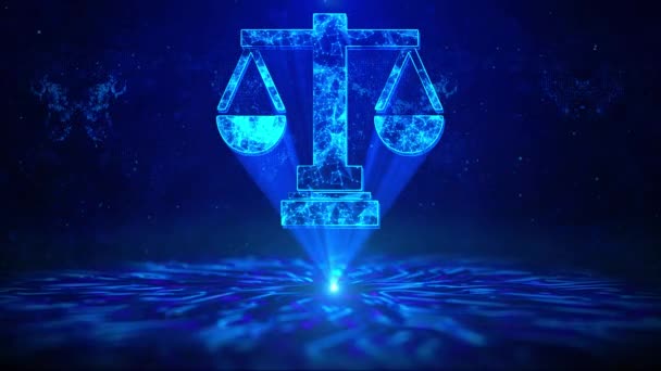 Justice Tekst Met Hud Rotatie Digitale Technologie Interface Sci Hologram — Stockvideo