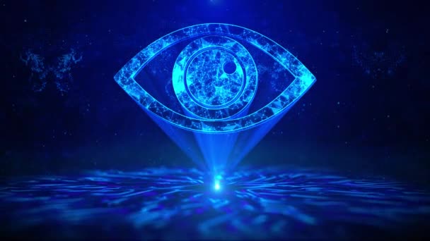 Tekst Tech Eye Interfejsem Hud Rotation Digital Technology Sci Hologram — Wideo stockowe