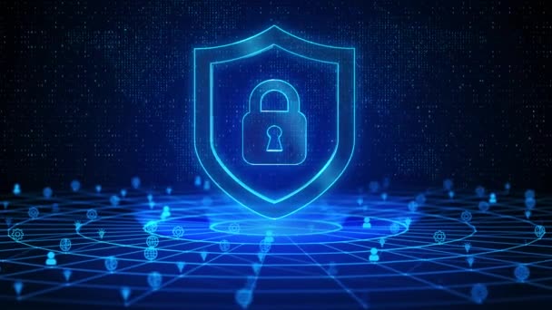 Shield Cyber Security Text Future Digital Technology Cyber Space Deep — Stock videók