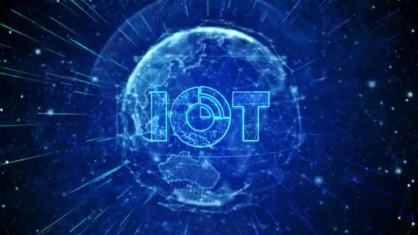 Iot Digital Global Technology World Network Єднує Loop Background Штучний — стокове відео