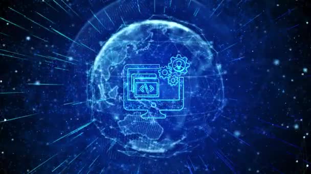 Desenvolvimento Software Digital Global Technology Conexões Rede Mundial Fundo Loop — Vídeo de Stock