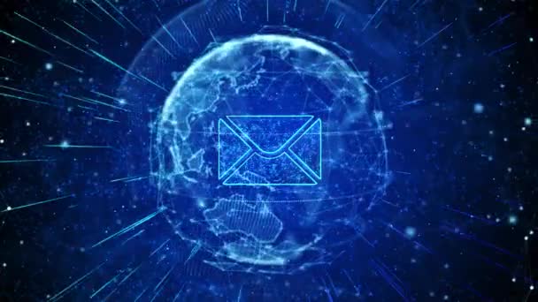 Mail Digital Global Technology Wereld Netwerk Verbindingen Loop Achtergrond Concept — Stockvideo