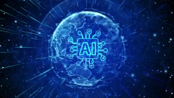 Inteligencia Artificial Digital Global Technology World Network Connections Fondo Bucle — Vídeo de stock