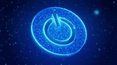 Power Button Dijital Teknoloji Sanal Ekran HUD Hologram Hi Tech Loop konsepti. Güç ve elektrik, teknolojiyi başlat veya kapat, bilgisayarlar ve programlar gelişiyor.