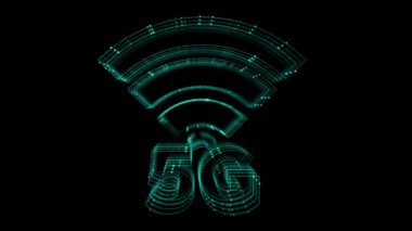 5G simgesinin dijital animasyonu. Yeni nesil 5G ağı kavramı, yüksek hızlı mobil internet, ağlar. İş, modern teknoloji, İnternet ve ağ kurma kavramı.