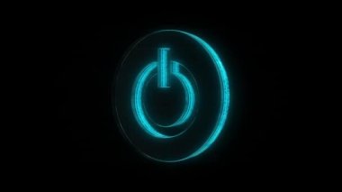 Power Button Simgesi Hackleme, ağ güvenliği, madencilik, oyun, şifreli para, kodlama, teknoloji için siyah arkaplan kullanımı etrafında dön,
