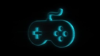 Oyun yastığı simgesi Gamepad için siyah arkaplan kullanımına göre döndürüldü. Bulut oyunu konsepti. Hud elementleri. Oyun için kablosuz denetleyici oyun alanı.