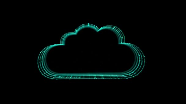 Digital Animering Cloud Ikonen Begreppet Futuristiska Affärsnätverk Big Data Visualisering — Stockvideo