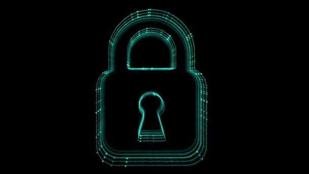 ロックアイコンのデジタルアニメーション デジタルデータネットワーク保護のサイバーセキュリティの概念 サイバーデータセキュリティまたは情報プライバシーの考え方 — ストック動画
