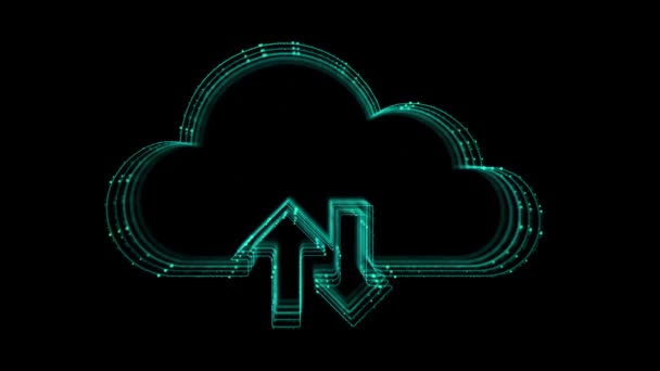Cyfrowa Animacja Ikony Cloud Computing Koncepcja Chmury Obliczeniowej Integracja Systemu — Wideo stockowe