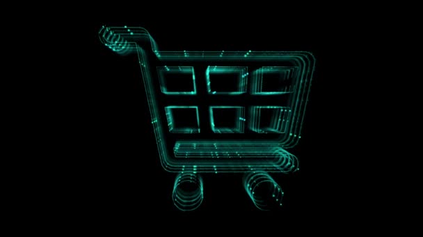 ショッピングカートのアイコンのデジタルアニメーション オンラインEコマースショッピングの概念 ビジネスのための スーパーマーケット オンラインストア ショッピング — ストック動画