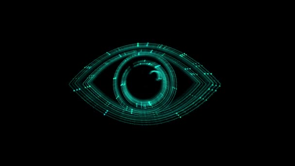 技術アイコンのデジタルアニメーション サイバーセキュリティまたは生体認証スクリーニング眼 デジタル眼 セキュリティコンセプト サイバーセキュリティコンセプト テクノロジーコンセプトの概念 — ストック動画