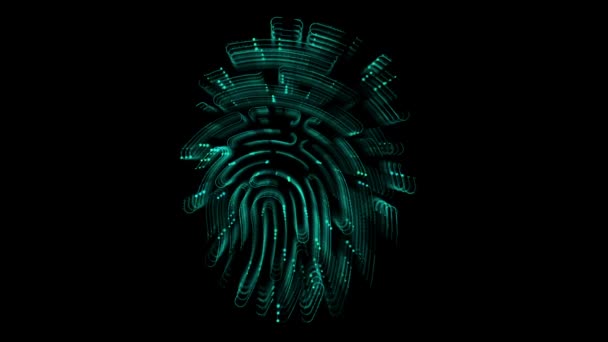 디지털 애니메이션 Fingerprint 아이콘 기술의 Fingerprint 스캔은 접근을 — 비디오