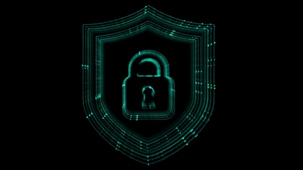 Digital Animation Shield Cyber Security Icon Koncept Koncepce Kybernetické Bezpečnosti — Stock video