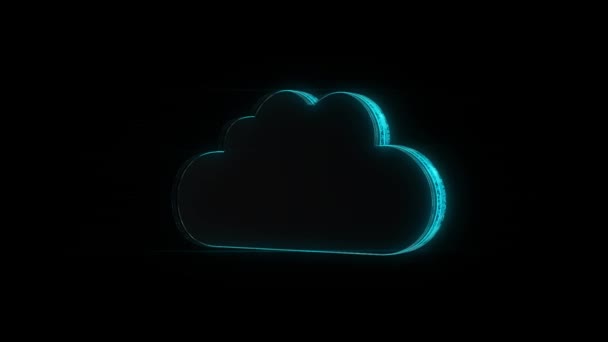 Cloud Icon Rotate Black Background Use Big Data Globalnej Komunikacji — Wideo stockowe