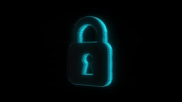 Иконка Lock Вращается Чёрном Фоне Безопасной Защиты Цифровых Данных Замок — стоковое видео