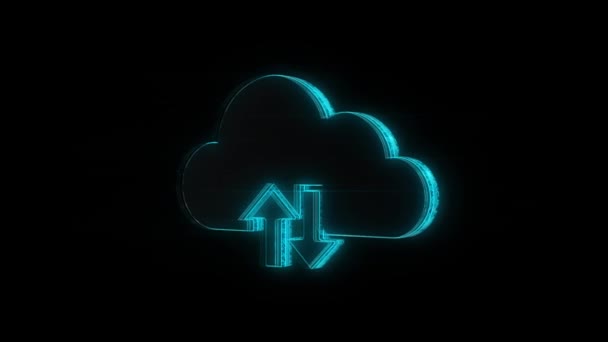Cloud Computing Icon Rotate Black Background Use Futuristic Business Network — Stock Video
