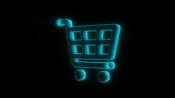 电子商贸发展服务使用黑色背景的购物车转圈是最新的网上商店数字营销的必经之路 — 图库视频影像