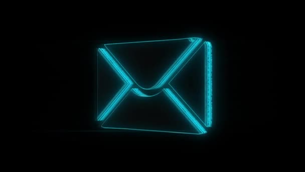 Mail Icon Rotate Black Background Use Envelope Símbolo Mail Concepto — Vídeos de Stock