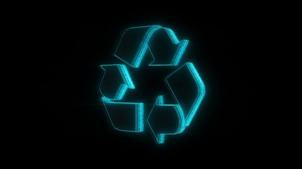 リサイクルアイコン地球のゴミのリサイクルのための黒い背景の使用の周りを回転させます 再利用リサイクルを減らす 地球の日だ 意識的な消費 — ストック動画