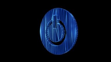 Power Button Simgesi Mavi Alçak Polyester Siyah zemin üzerinde dönüyor. Hackleme, ağ güvenliği, madencilik, oyun, kripto para birimi bitcoin, kodlama, teknoloji,