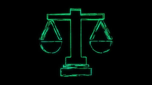 Justice Animasyon Simgesi Siyah Çizgilerle Karşınıza Çıkıyor Nternet Siber Hukuk — Stok video
