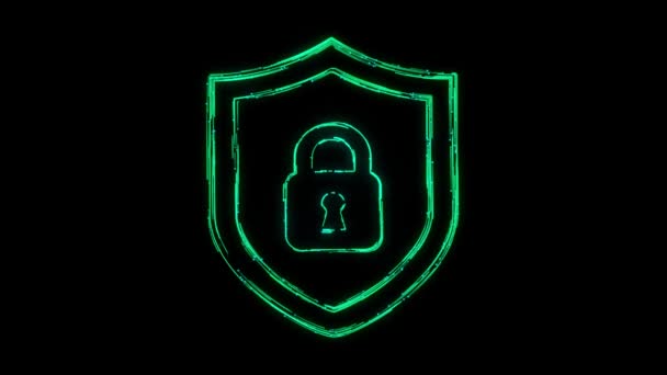 Shield Cyber Security Animated Icon Objevuje Řádky Černé Informace Ochrana — Stock video