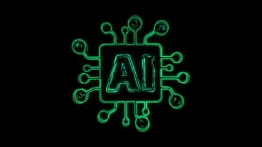 Yapay Zeka Yapay Zeka Animasyon Simgesi siyah çizgilerle ortaya çıkıyor. Sayı sembollerinden oluşan animasyon. Makine öğrenimi ve dijital geleceğin üstünlüğü. Robotik makine ve derin.