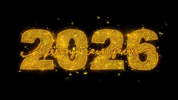 Nowy Rok 2026 Typografia Tekst Ujawnić Złotego Błyszczące Błyszczące Magiczne — Wideo stockowe