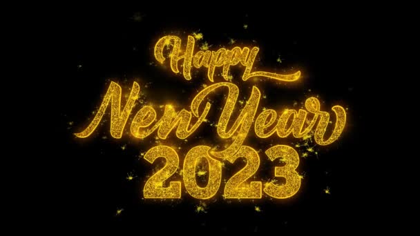 Bonne Année 2023 Texte Typographique Révéler Sur Scintillement Brillant Particules — Video