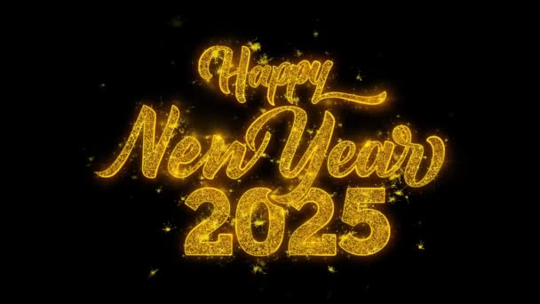 Szczęśliwego Nowego Roku 2025 Typografia Tekst Reveal Golden Blitter Shiny — Wideo stockowe