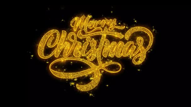 Merry Christmas Typography Text Reveal Golden Glitter Shiny Magic Particles — Stockvideo