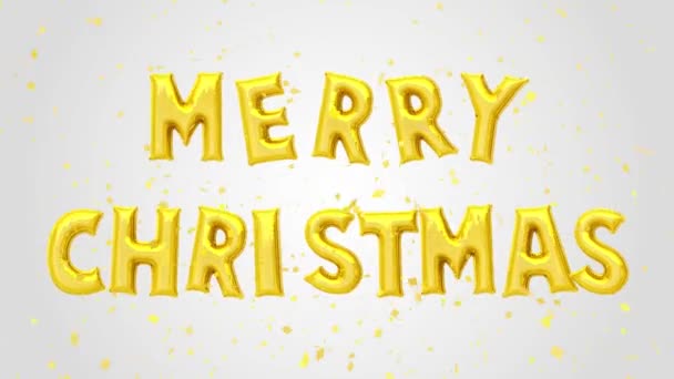 Frohes Neues Jahr Frohe Weihnachten Goldene Luftballons Text Glitzern Goldkonfetti — Stockvideo