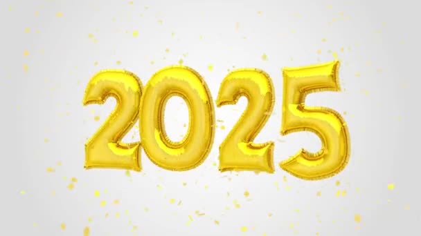 Ευτυχισμένο Νέο Έτος 2025 Καλά Χριστούγεννα Χρυσά Μπαλόνια Διακόσμηση Κειμένου — Αρχείο Βίντεο