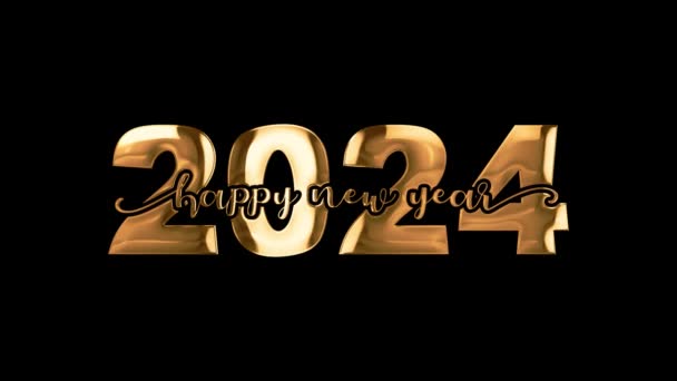 2024年新年快乐 金色文字动画出现在黑色背景上 新年快乐设计 欢迎大家庆祝贺卡快乐装饰节日祝福主题 — 图库视频影像
