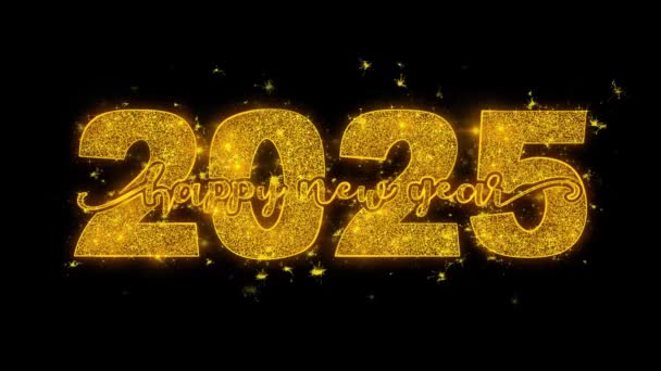 Nowy Rok 2025 Typografia Tekst Ujawnić Złotego Błyszczące Błyszczące Magiczne — Wideo stockowe