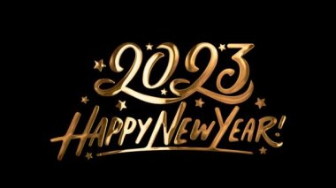 Mutlu Noeller 2023 Typography Golden metin animasyonu siyah arkaplan gibi görünüyor. Mutlu yıllar tasarım, tebrik kartı dekoratif tatil dilekleri bayram temasını kutluyoruz.
