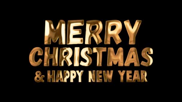 Šťastný Nový Rok 2024 Veselé Vánoce Typografie Zlatý Text Animace — Stock video
