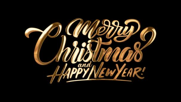 Gelukkig Nieuwjaar 2024 Vrolijk Kerstfeest Typografie Gouden Tekst Animatie Verschijnen — Stockvideo