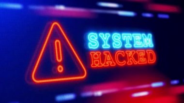 Sistem Hacklenmiş Uyarı Ekran Döngüsü Kırpma Hatası Animasyonu. Virüs, siber saldırı, kötü amaçlı yazılım. Hacklenen gizlilik verileri. İnternet teknolojisi tehdidi. Veri sızıntısı, kötü amaçlı yazılım, Siber Saldırı.