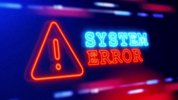 Sistema Erro Alerta Alerta Tela Loop Blinking Glitch Erro Animação — Vídeo de Stock