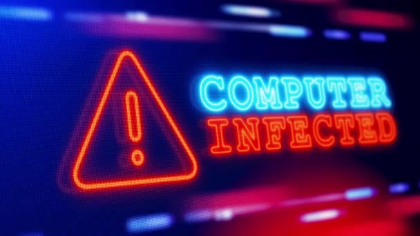 Computer Infected Warning Alert Screen Loop Blinking Glitch Erro Animação — Vídeo de Stock