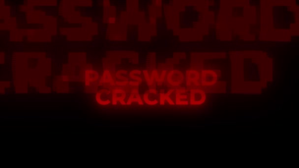 Password Cracked Red Warning Error Alert Alert Hacking Message Концепция — стоковое видео