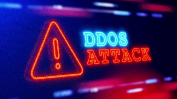 Ddos Attack Warning Screen Loop Blinkende Glitch Error Animation Konzept — Stockvideo