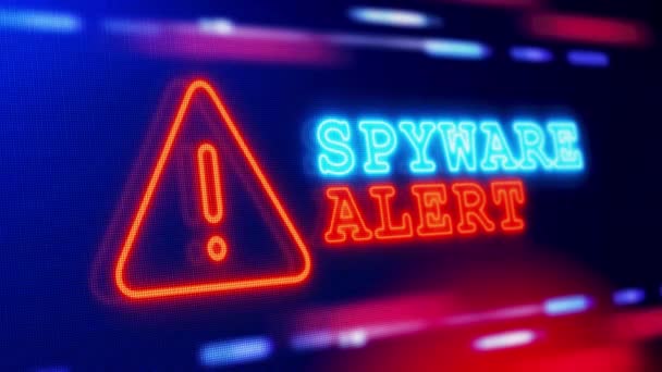 Spyware Alert Warning Alert Screen Loop Blinking Glitch Error Animation — Stock Video