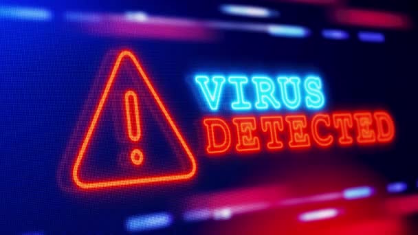 Virus Detected Warning Alert Screen Loop Blinking Glitch Error Animation — Stock Video