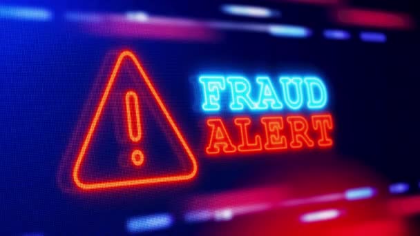 Fraud Alert Попередження Про Попередження Екранна Петля Блимає Глюк Помилка — стокове відео