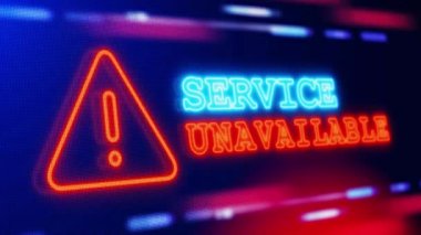 Servis Kullanılabilir Uyarı Uyarı Ekran Döngüsü Yanıp sönen Hata Animasyonu. Sistem alarmı dijital gürültü arızası etkisi. Fidye saldırısı, veri şifreleme, bilgi hırsızlığı, bilgisayar korsanlığı konsepti